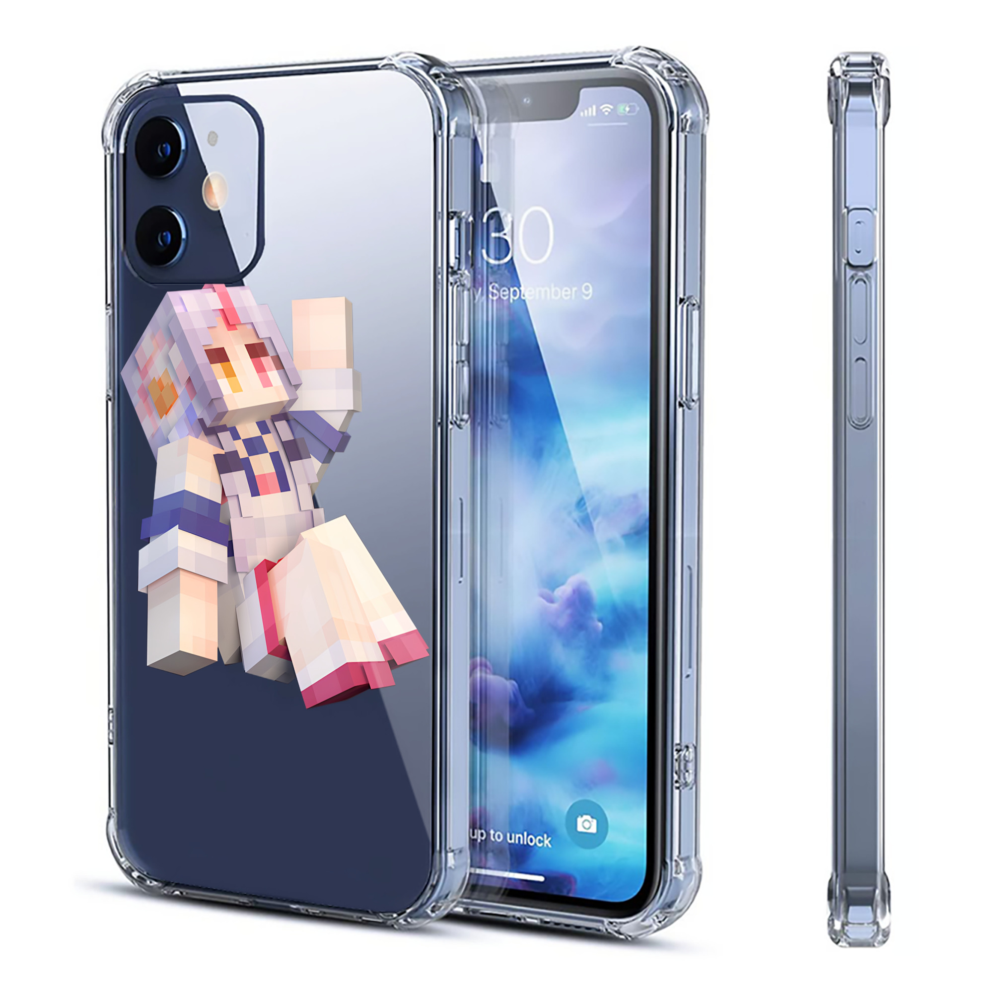 （画像用） マインクラフト ブロックの世界 Minecraft MC Block world 【iPhone 12シリーズ対応】透明スマホケース（クリアソフトケース）